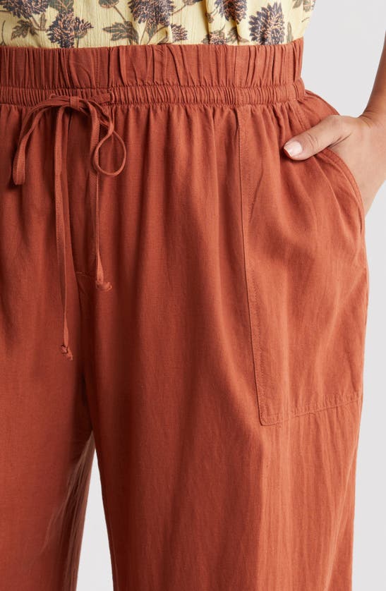 Shop Treasure & Bond Utility Drawstring Linen Blend Pants In Rust Sequoia