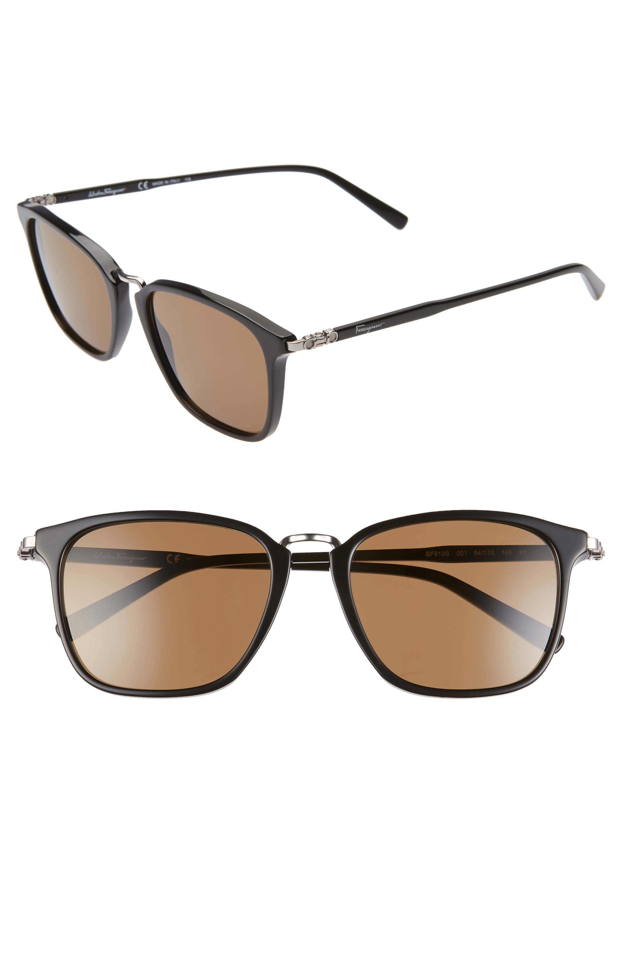Salvatore Ferragamo 54mm Square Sunglasses in Black at Nordstrom