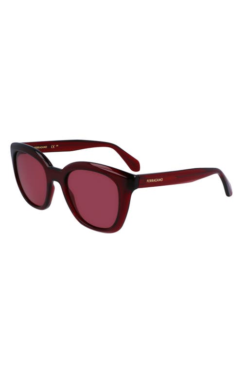 Shop Ferragamo Classic Logo Tea Cup 52mm Round Sunglasses In Transparent Red