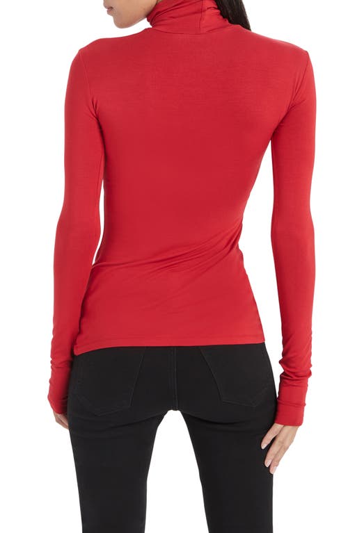 Marcella Dahlia Jersey Turtleneck Top In Red