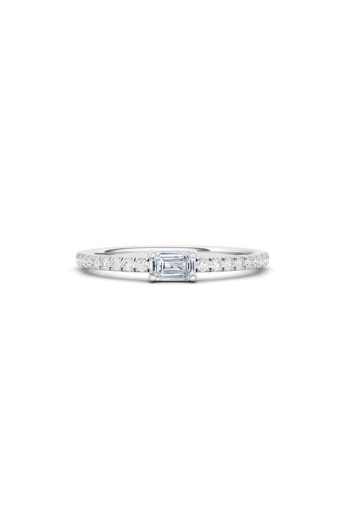 Lab Created Diamond & Pavé 14K Gold Ring in White Gold
