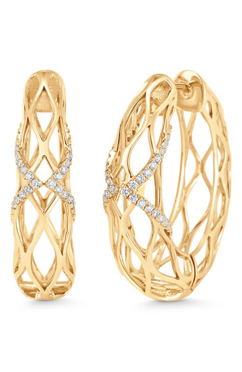 Sara Weinstock Dentelle Wave Diamond Hoop Earrings in White Gold