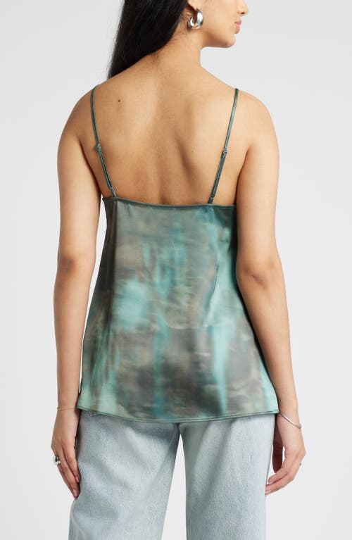 Shop Open Edit Satin Camisole In Olive Morph Dye