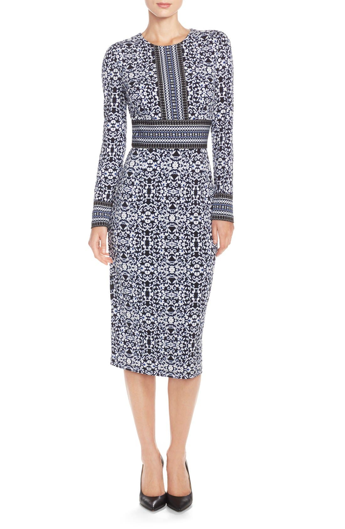 Maggy London 'Vine Matte' Print Jersey Midi Dress Nordstrom