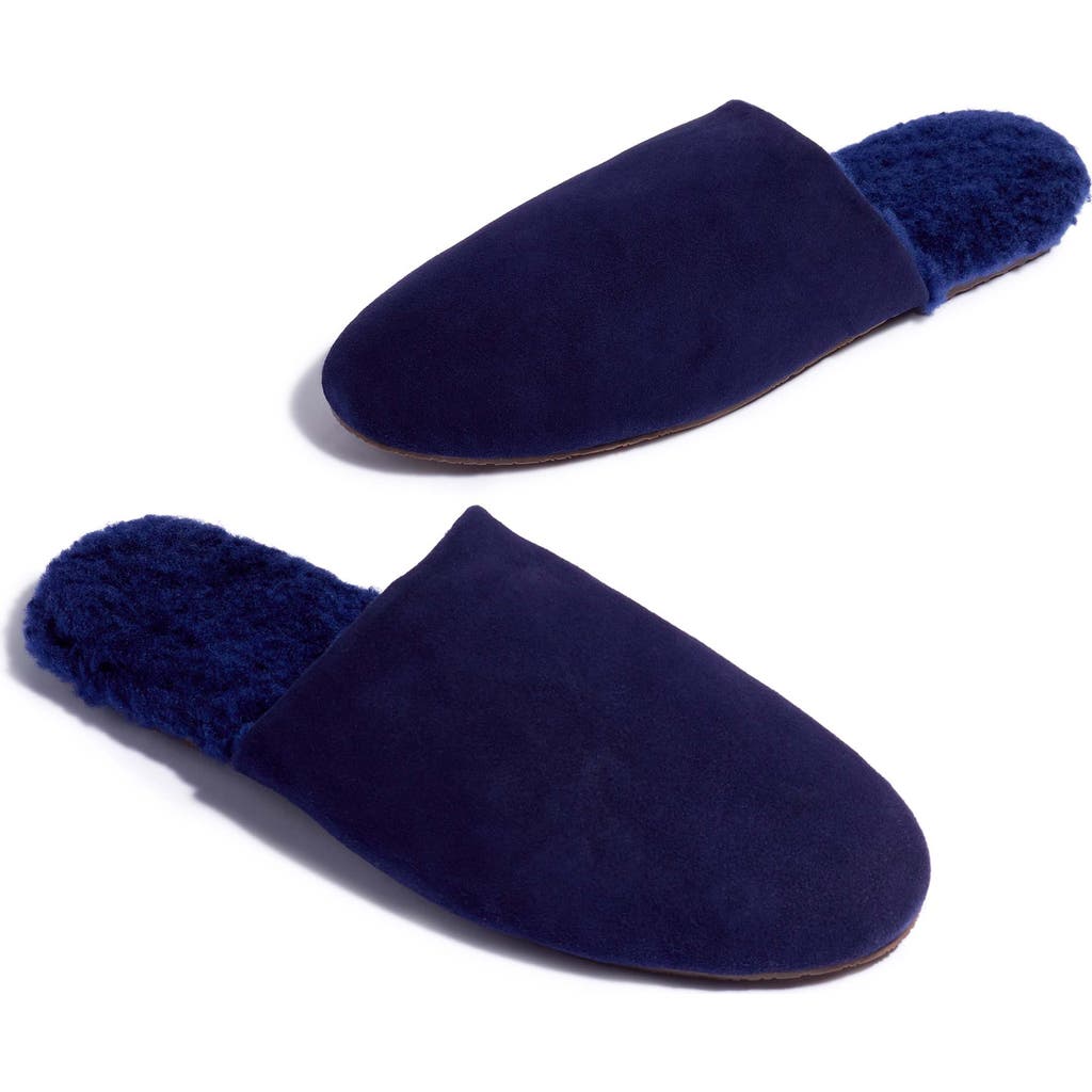 Tkees Ines Genuine Shearling Slipper In Navy