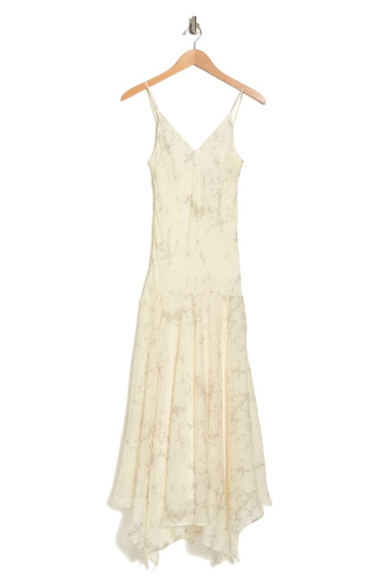 Shop Lumiere Marble Print Handkerchief Hem Maxi Dress In Ivory