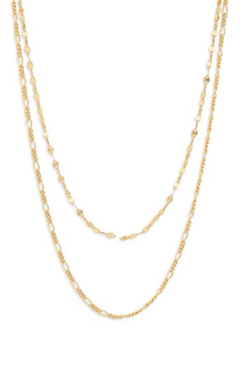 Argento Vivo Sterling Silver Double Layered Chain Necklace In Gold