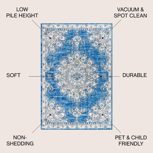 Jonathan Y Bohemian Flair Boho Vintage Medallion Area Rug In Blue/cream