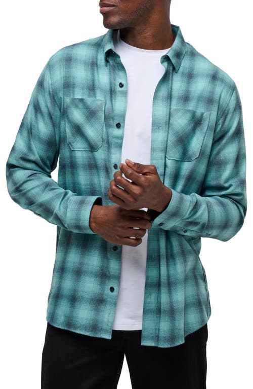 Travismathew Cloud Plaid Flannel Button-up Shirt In Total Eclipse/cameo