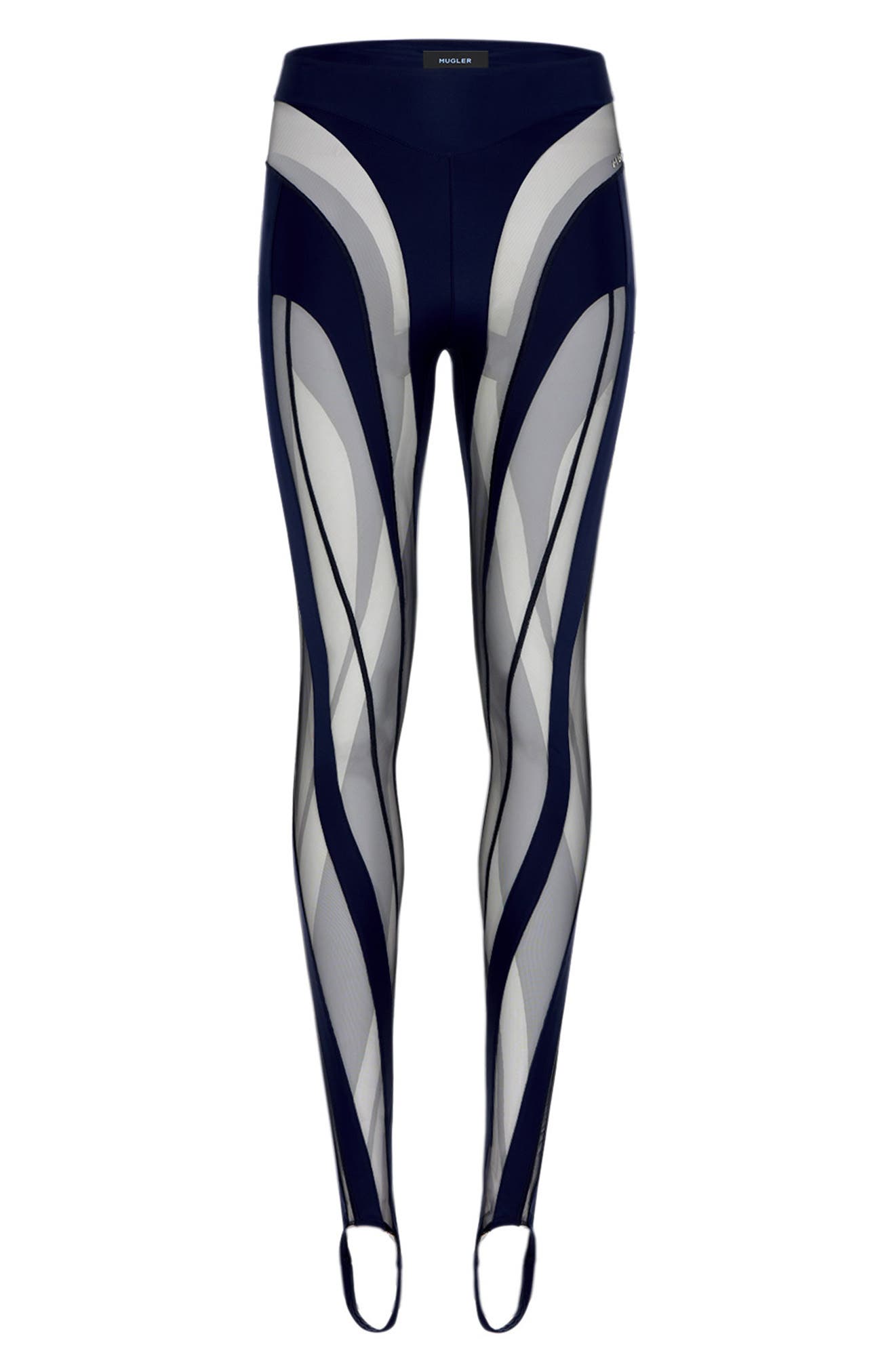 MUGLER Sheer Spiral Stirrup Leggings 