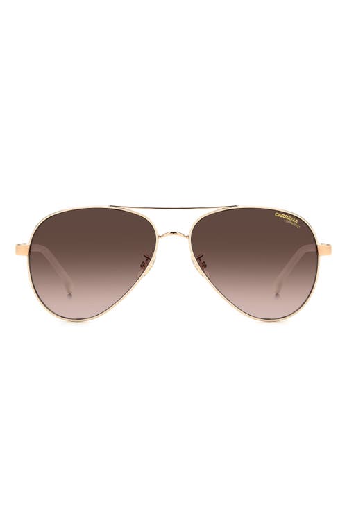 58mm Aviator Sunglasses in White Copper Gold/Brown