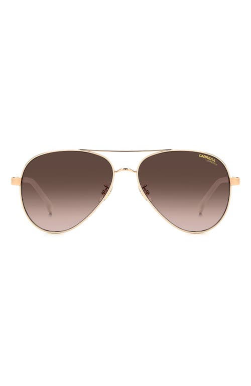 Carrera Eyewear 58mm Aviator Sunglasses in White Copper Gold/Brown at Nordstrom