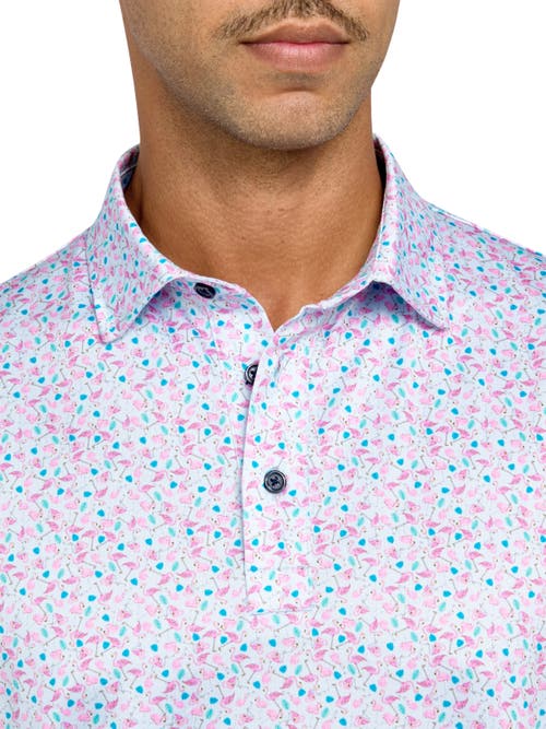 Shop Construct Con.struct Micro Flamingo Print Performance Golf Polo In Pink