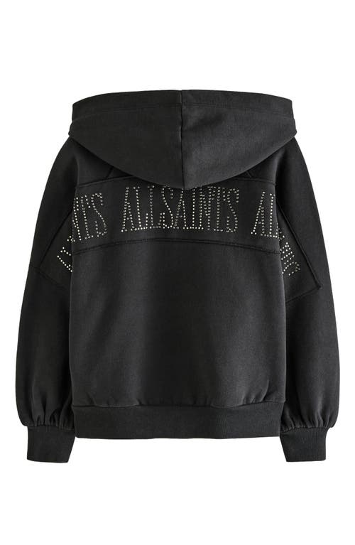 Shop Allsaints Sm By  Kids' Embellished Graphic Hoodie In Black