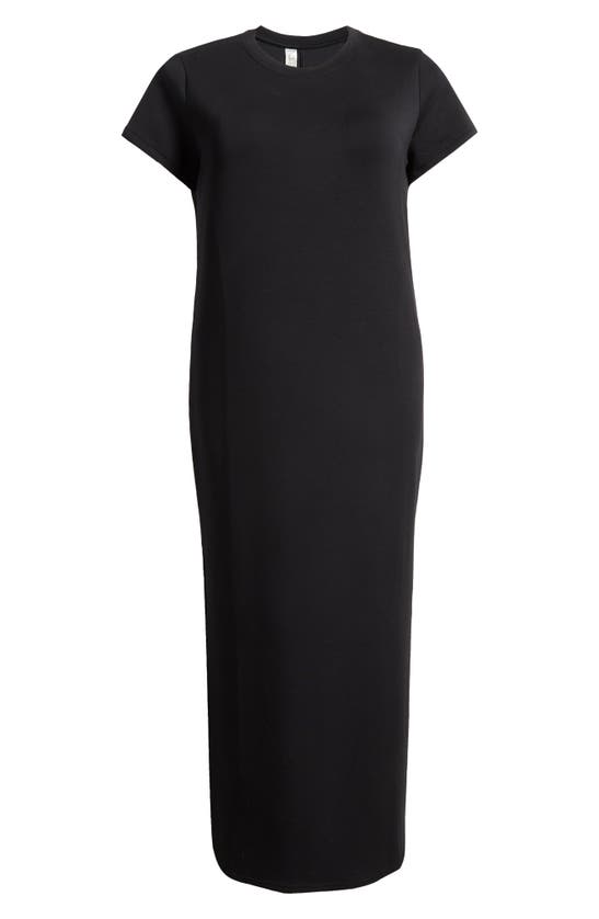 Shop Spanx Airessentials Stripe Side Slit Maxi Dress In Very Black