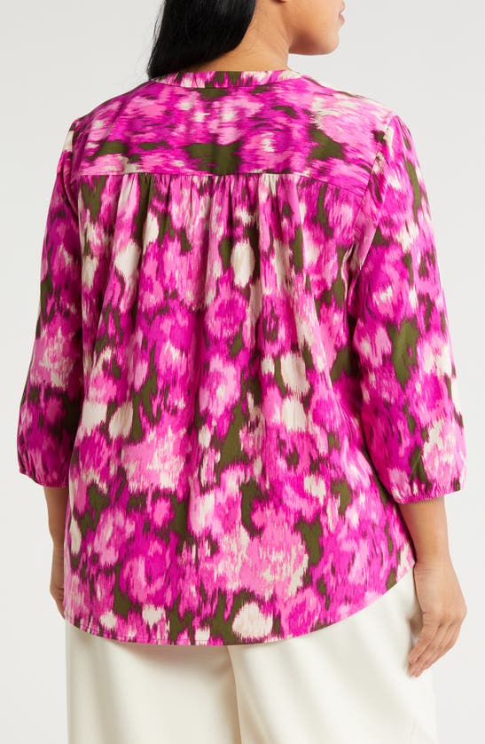 Shop Jones New York Floral Tunic Top In Bright Orchid