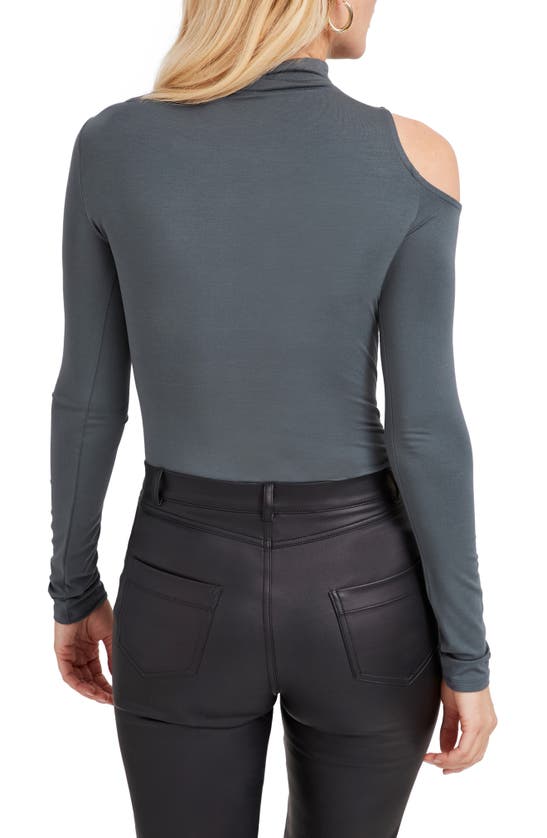 Marcella Jones Cutout Mock Neck Top In Slate Grey