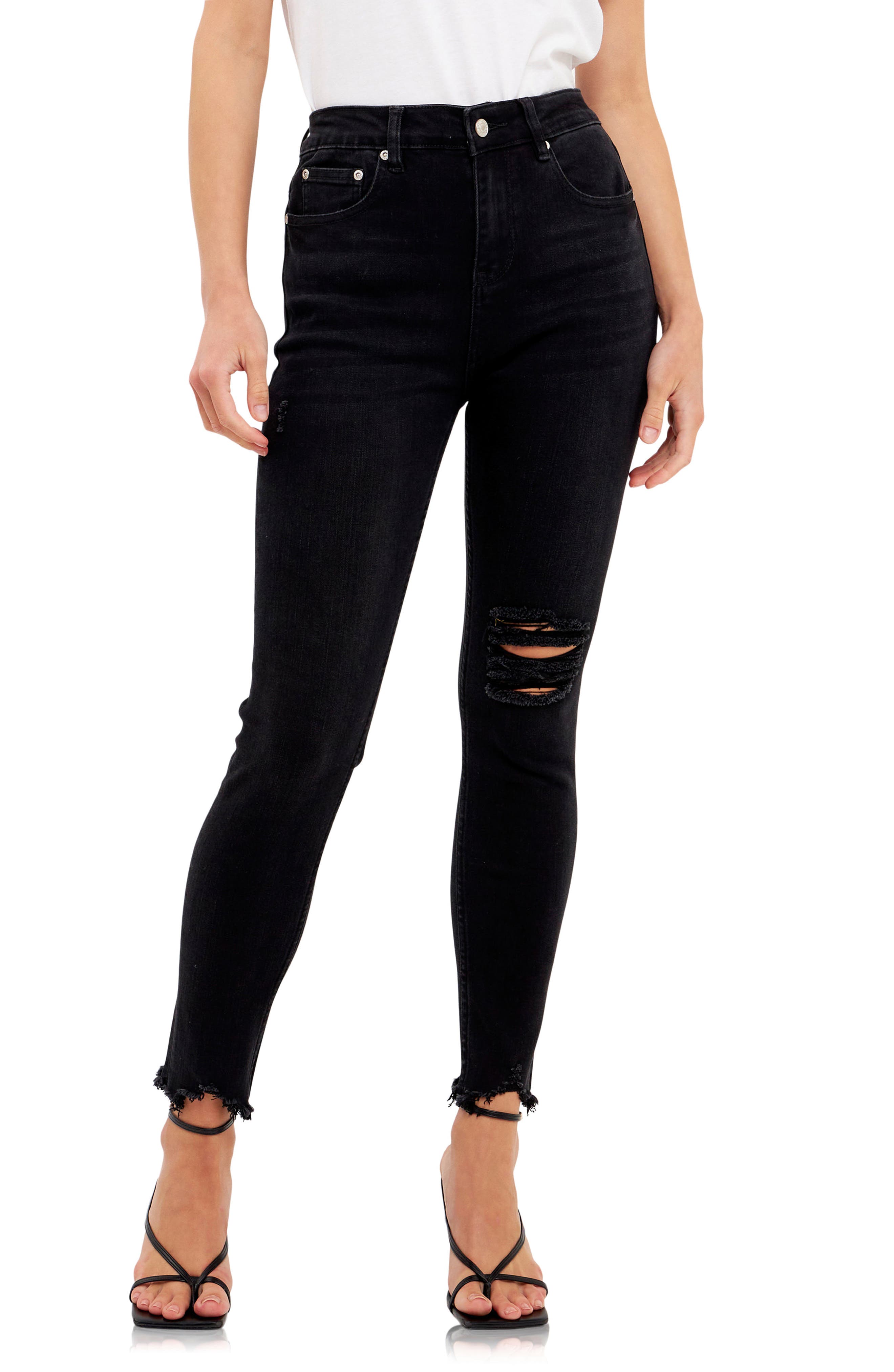 black ripped jeans low rise