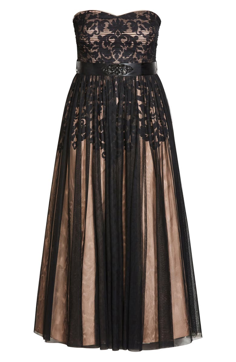 City Chic Lacy Tulle Evening Gown, Main, color, 