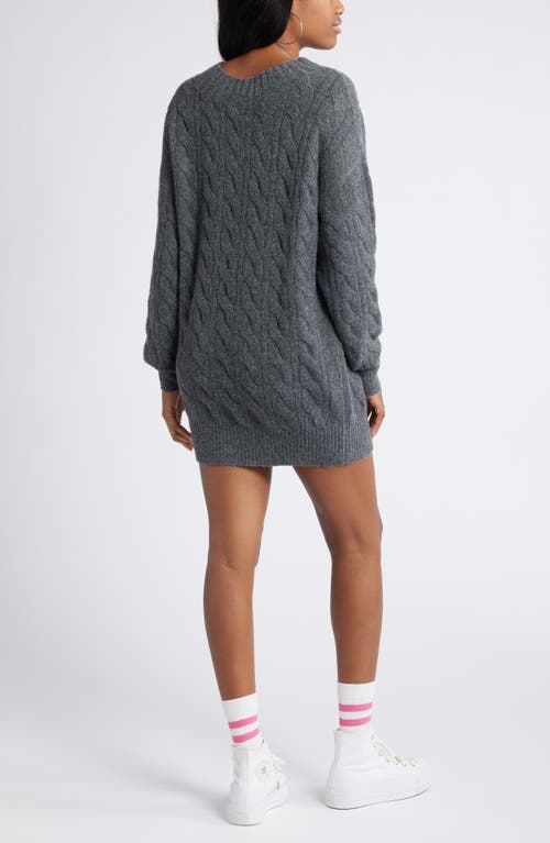 Bp. Cable Long Sleeve Sweater Dress In Grey Medium Charcoal Heather