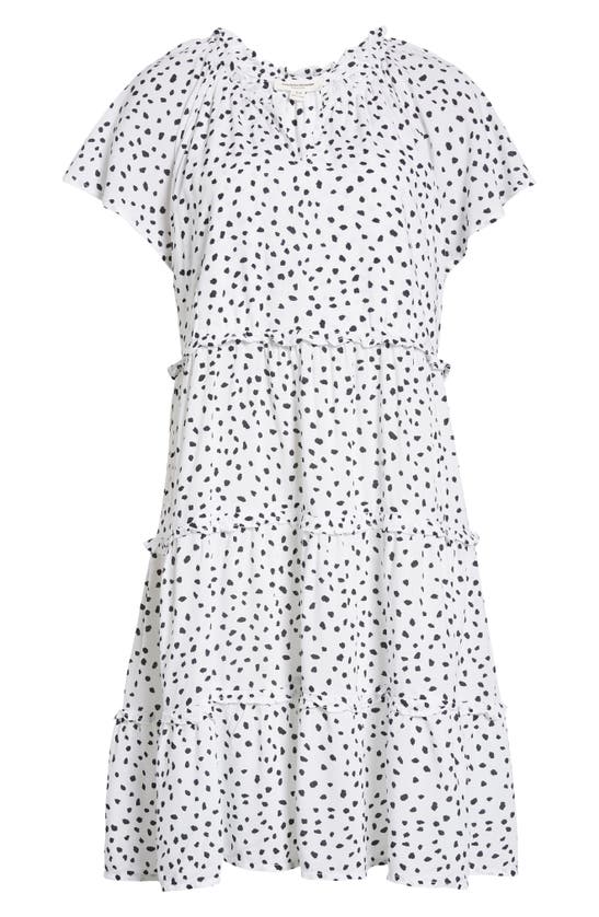Shop Beachlunchlounge Camila Floral Flutter Sleeve Dress In Spots Blanc