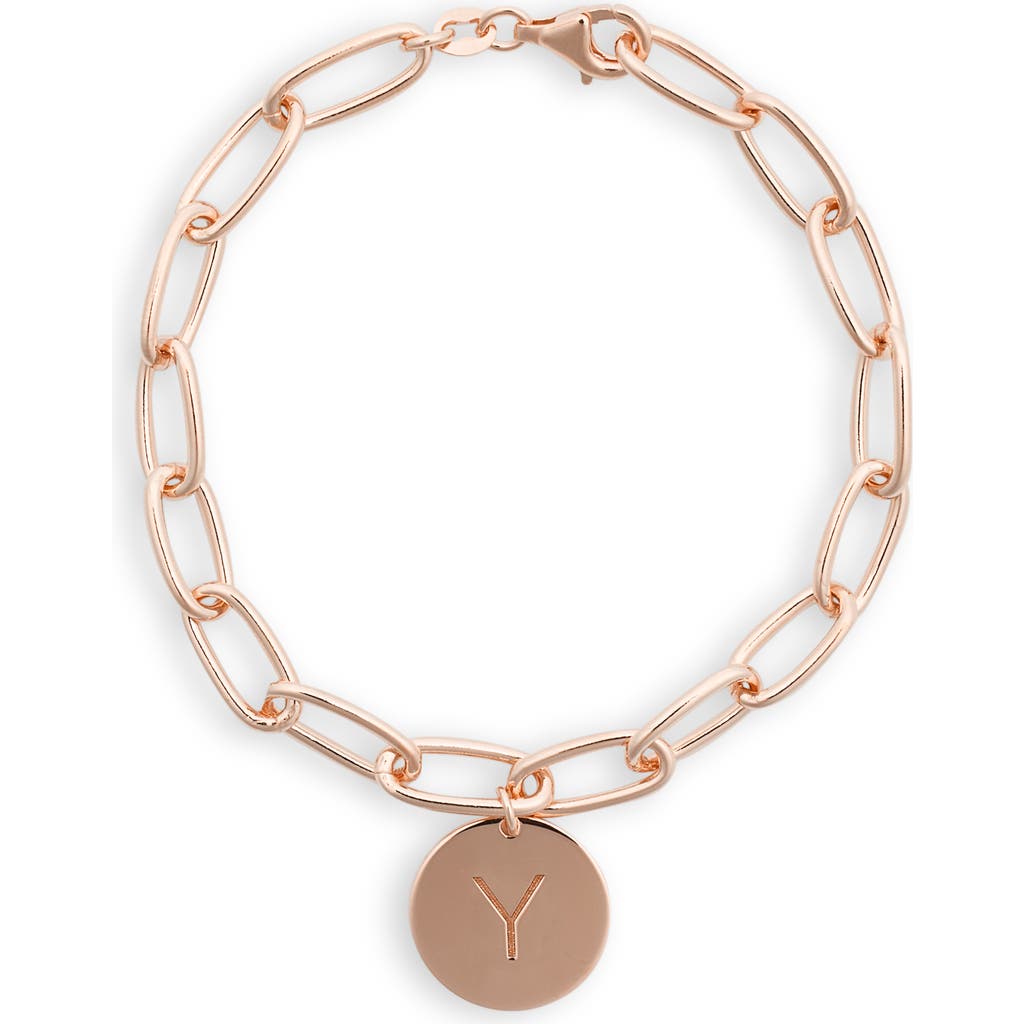 Meshmerise Initial Disc Charm Bracelet In Rose-y