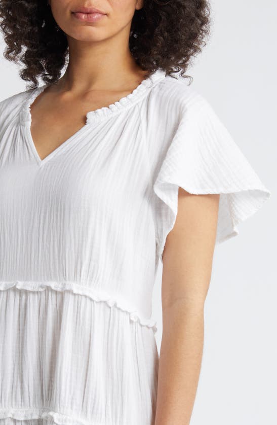 Shop Beachlunchlounge Camila Cotton Gauze Tiered Dress In White