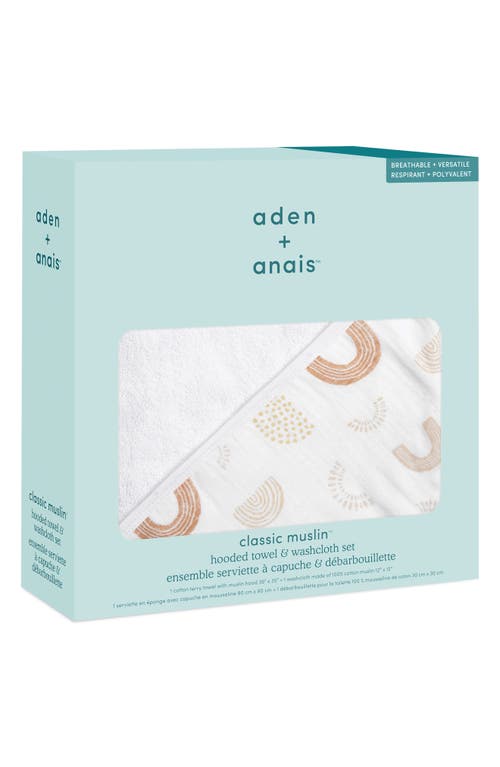 Shop Aden + Anais 2-pack Cotton Washcloth & Hooded Towel In Keep Rising Tan