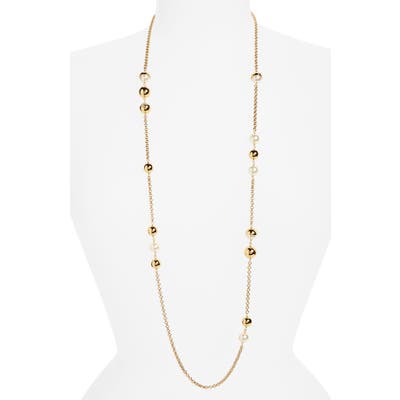 Tory Burch Imitation Pearl Station Necklace