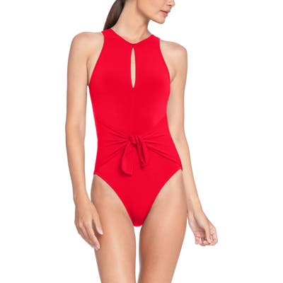 Robin Piccone Ava One-Piece Keyhole Swimsuit, Red