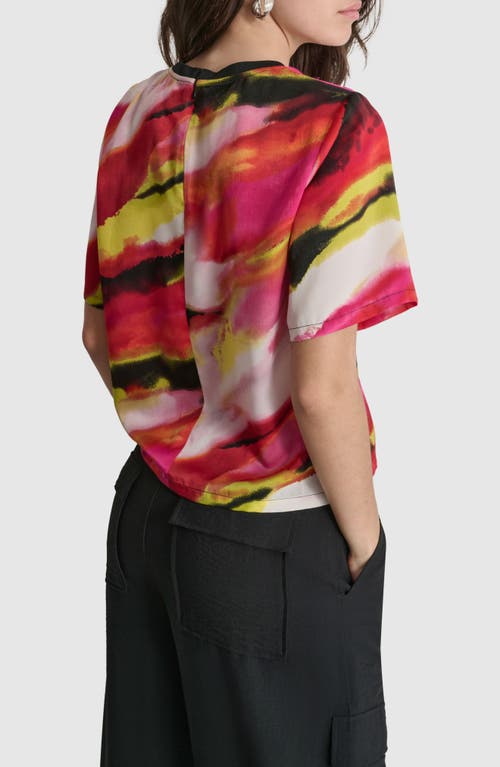 Shop Dkny Abstract Print Short Sleeve Top<br /> In Multi Geode