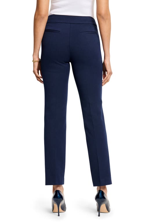 Nic + Zoe Copley Straight Cotton Bi-stretch Extended Tab Dress Pant In Dark Indigo In Dark Indigo