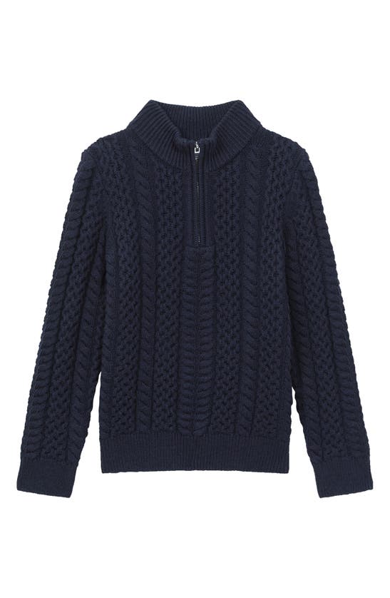 Reiss Boys' Bantham Jr. Cable Knit Quarter Zip Sweater - Little Kid In Navy