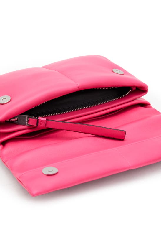 Shop Allsaints Ezra Logo Strap Leather Crossbody Bag In Hot Pink