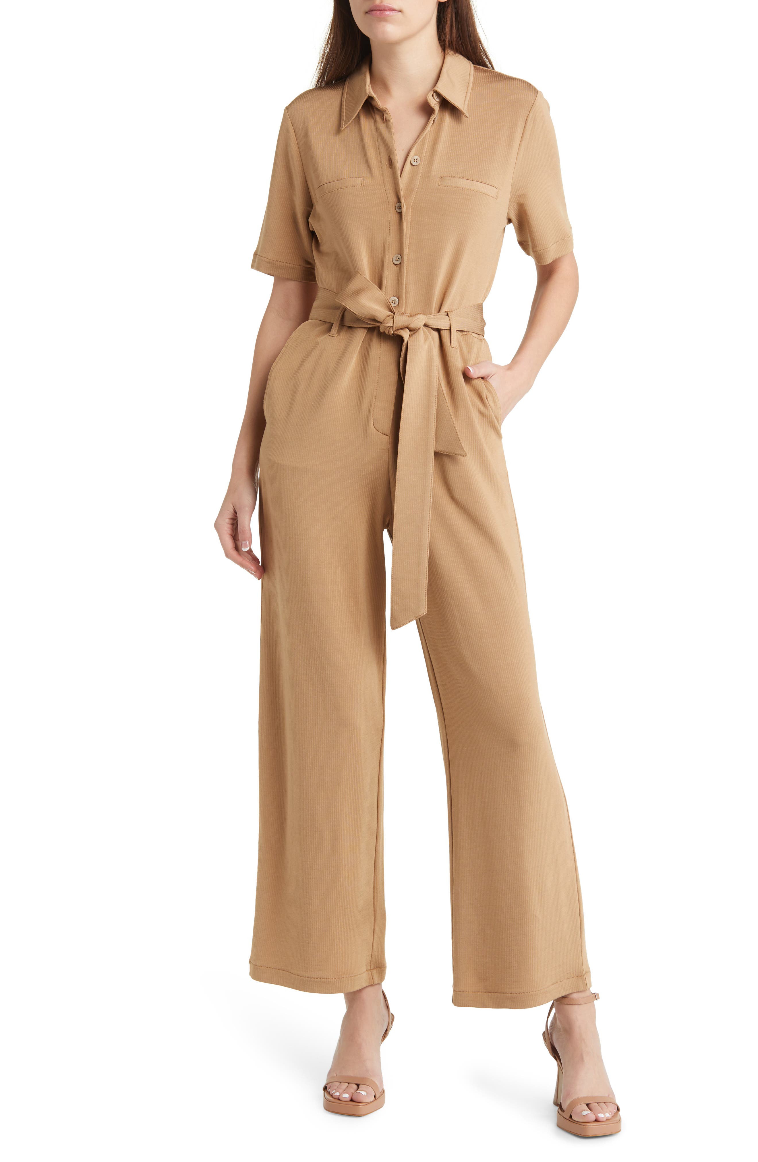 short sleeve knit jumpsuit