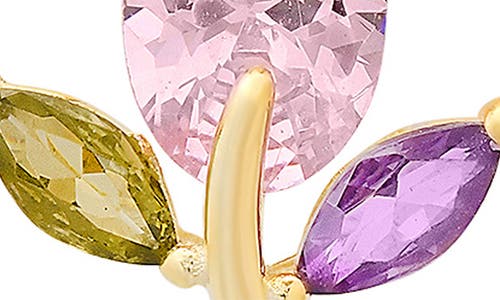 Queen Jewels Cubic Zirconia Flower Stud Earrings In Gold