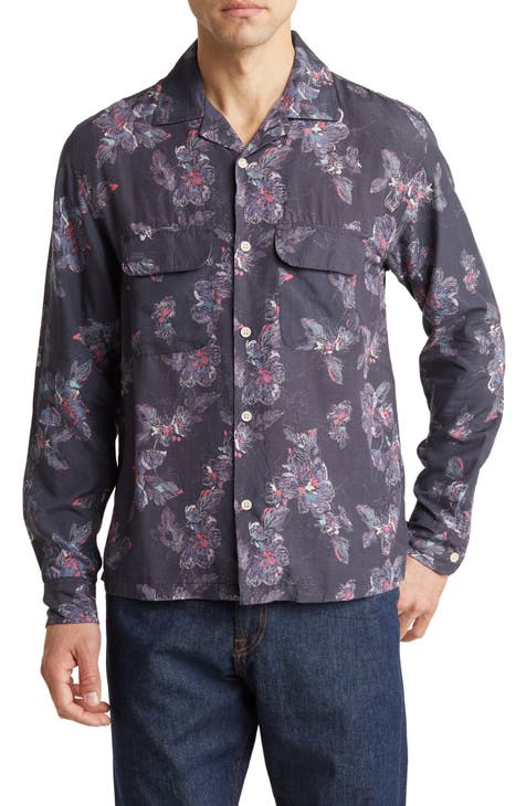 Novella Floral Print Long Sleeve Button-Up Shirt