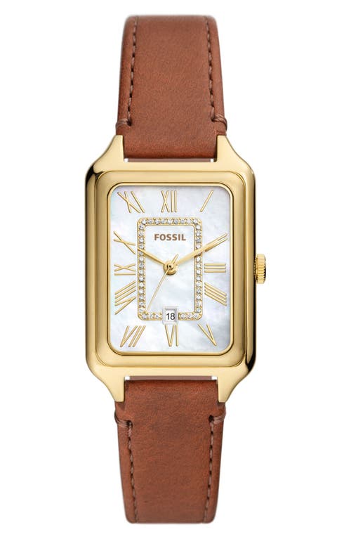 Fossil Raquel Leather Strap Watch, 26mm in Brown at Nordstrom