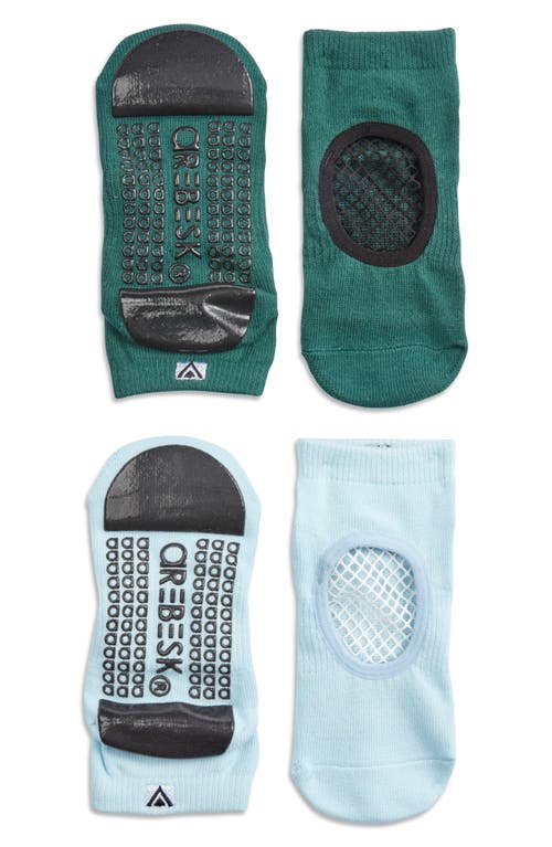 Phish Net Assorted 2-Pack Closed Toe Ankle Socks in Light Blue /Forest