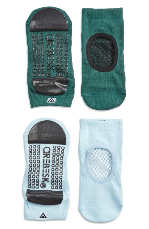 Shop Arebesk Phish Net Assorted 2-pack Closed Toe Ankle Socks In Light Blue/forest