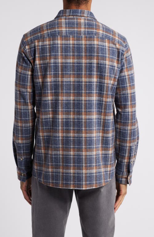 Johnston & Murphy Brushed Cotton Blend Button-up Shirt In Navy