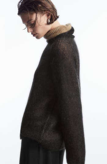 Two Tone Mohair Blend Turtleneck