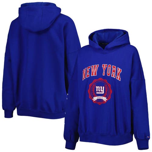 Women's Tommy Hilfiger Royal New York Giants Becca Drop Shoulder Pullover Hoodie