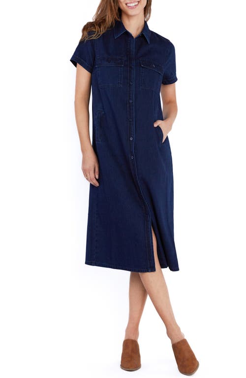 Wash Lab Denim Mendocino Cotton & Linen Denim Shirtdress In Napa Blue