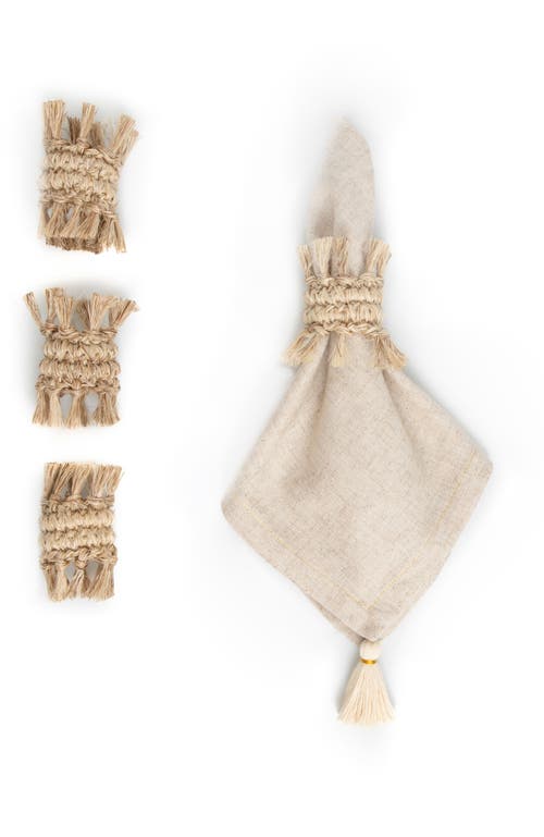 Tallo De Olivo Fique Fringe Napkin Rings Set Of 4 In Natural