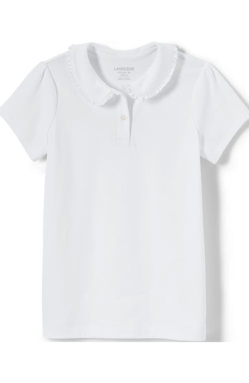 Shop Lands' End Girls Short Sleeve Ruffled Peter Pan Collar Knit Shirt In White