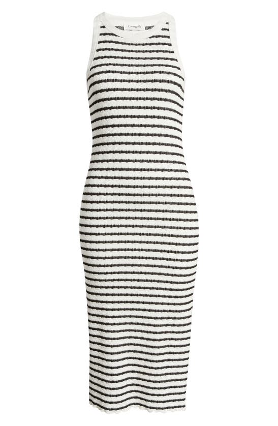 Shop Loveappella Stripe Midi Tank Dress In Black/ Natural