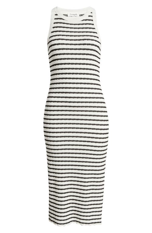 Shop Loveappella Stripe Midi Tank Dress In Black/natural