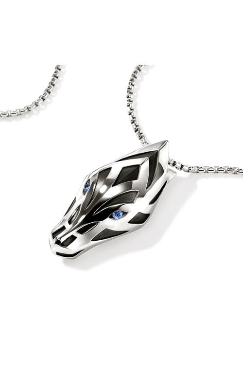 Shop John Hardy Naga Pendant Necklace, Sterling Silver, Blue Sapphire In Silver/blue Saphire