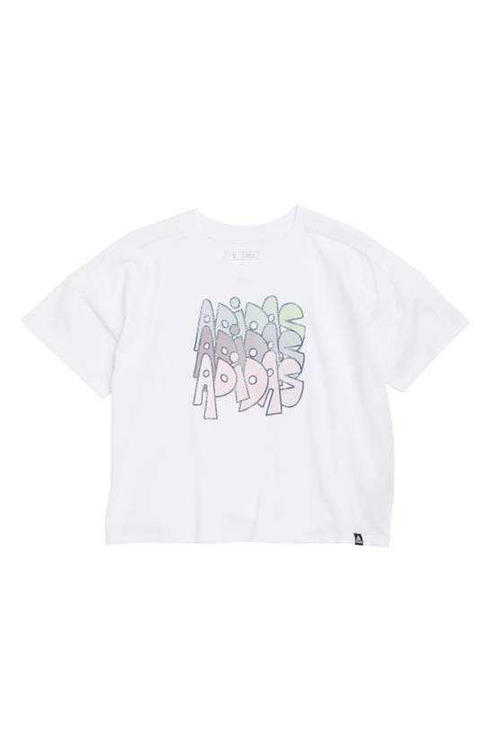 Adidas Originals Adidas Kids' Boxy Cotton Graphic T-shirt In White Multi